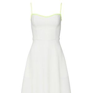 Black Halo White Midi Dress with Neon Accents